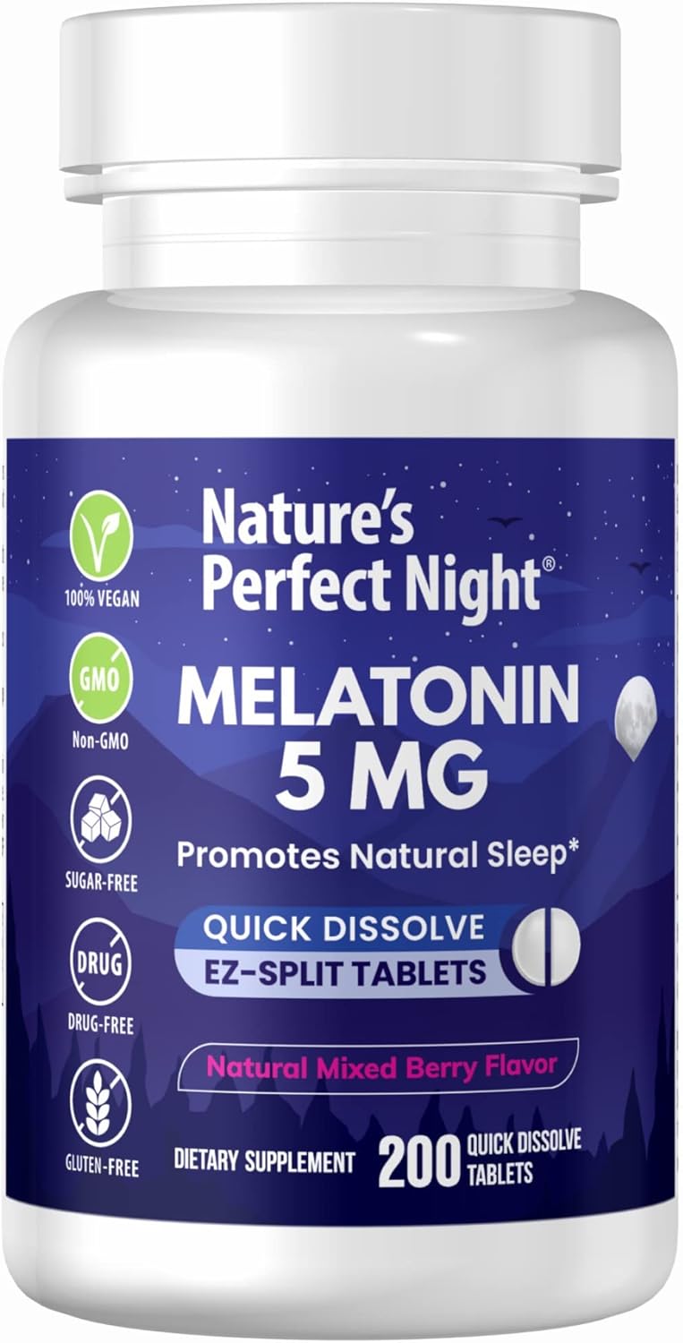 Melatonina 5mg Nature's Perfect Night 200 Tabletas Veganas