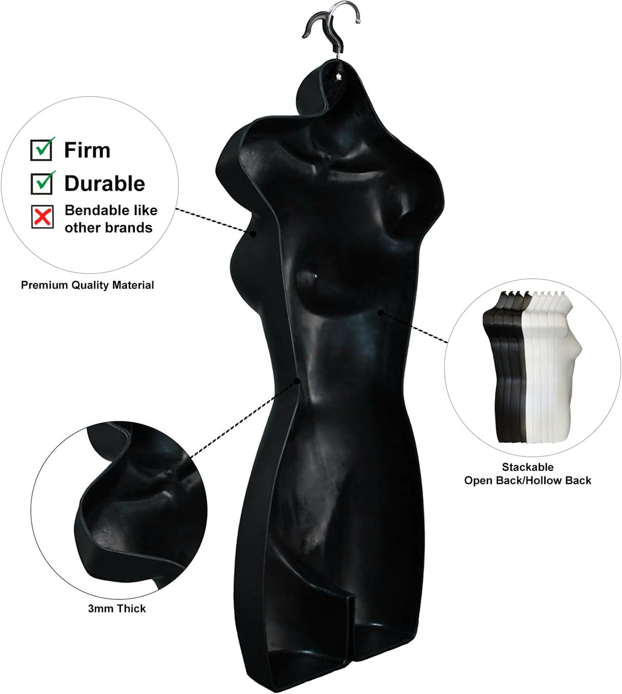 Maniquí femenino DisplayTown, torso largo S-M, con gancho