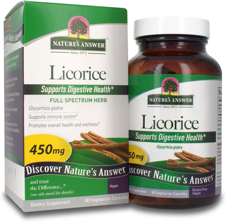Suplemento en cápsulas de raíz de regaliz, Nature's Answer, 90 ct.