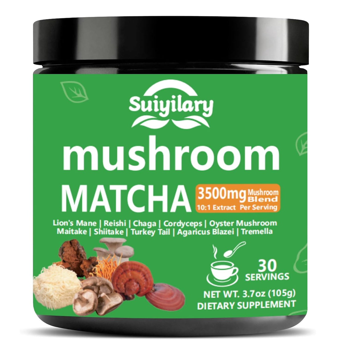 Polvo de Matcha con Hongos, 3500mg, 30 Porciones, 10:1