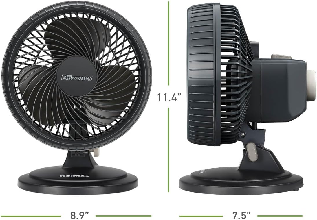 Holmes Ventilador de Mesa 7, 2 Velocidades, Oscilación 85°