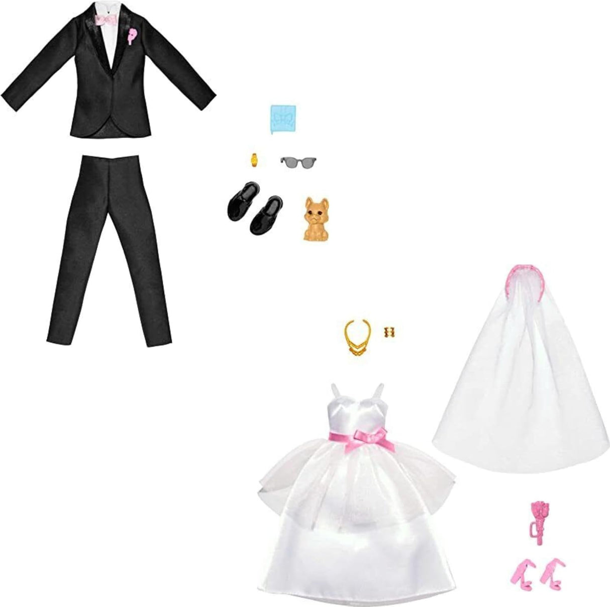 Set de Moda Barbie y Ken Novios con Vestido y Tuxedo