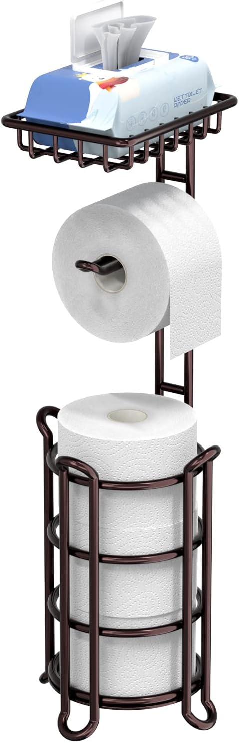 Soporte de papel higiénico con estante para baño, Mega Rolls