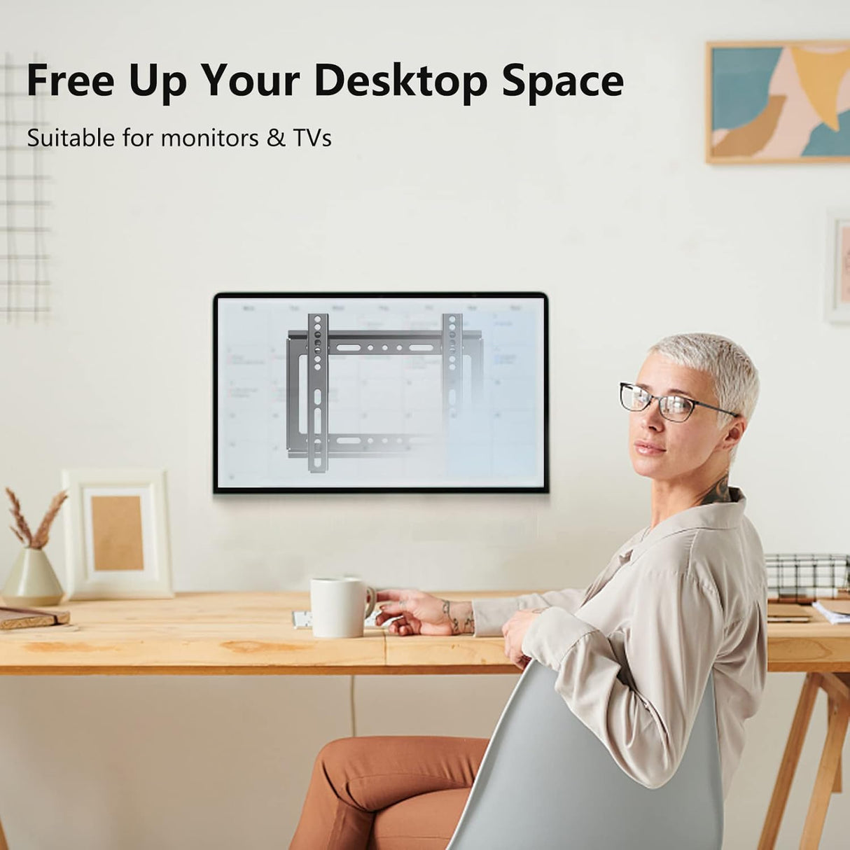 Soporte de TV Nuyoah, fijo y bajo perfil, VESA 200x200mm