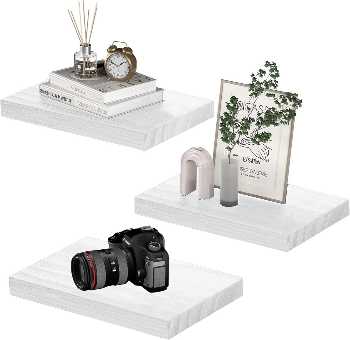 Estantes Flotantes Pequeños - Set de 3, 12x9 Pulgadas, Modelo 2023