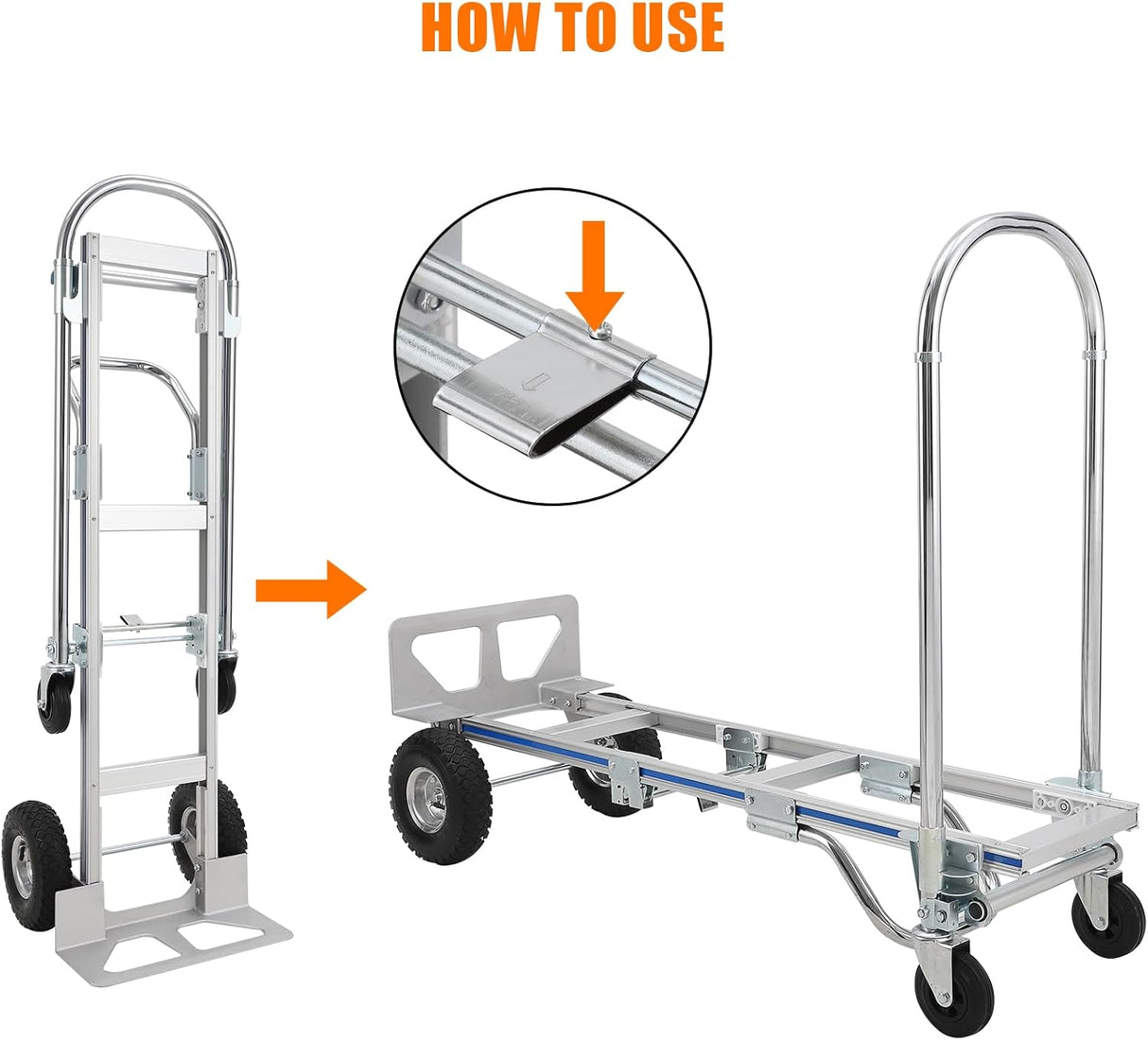 Carretilla Plegable de Aluminio, Carga 770lbs, Modelo 2-en-1