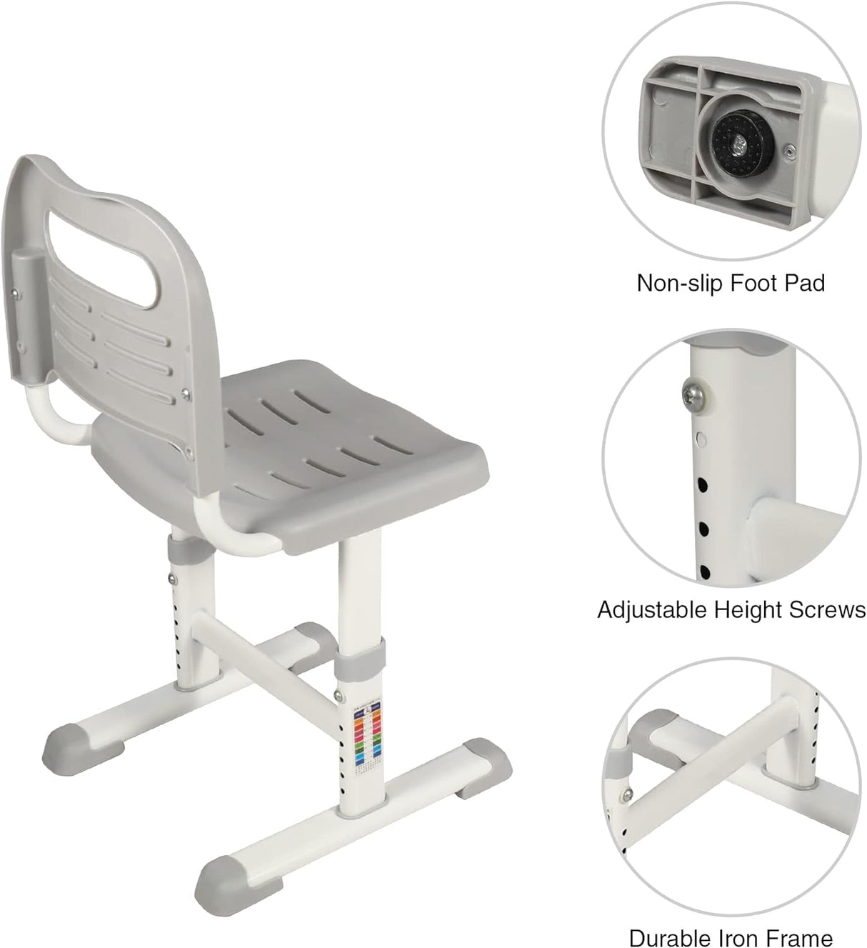 Escritorio y Silla Infantiles Ajustables con Luz y Cajón