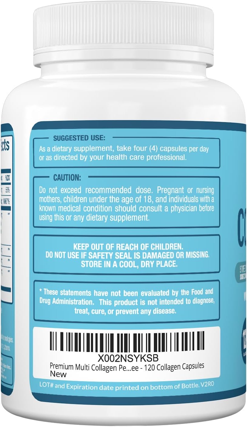 Collagen Multi Peptides Pills, belleza y salud, 120 cápsulas