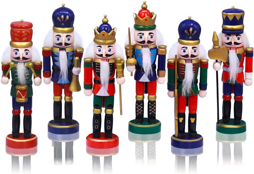 Conjunto de 6 Adornos de Cascanueces Jolik 5.3'' para Navidad