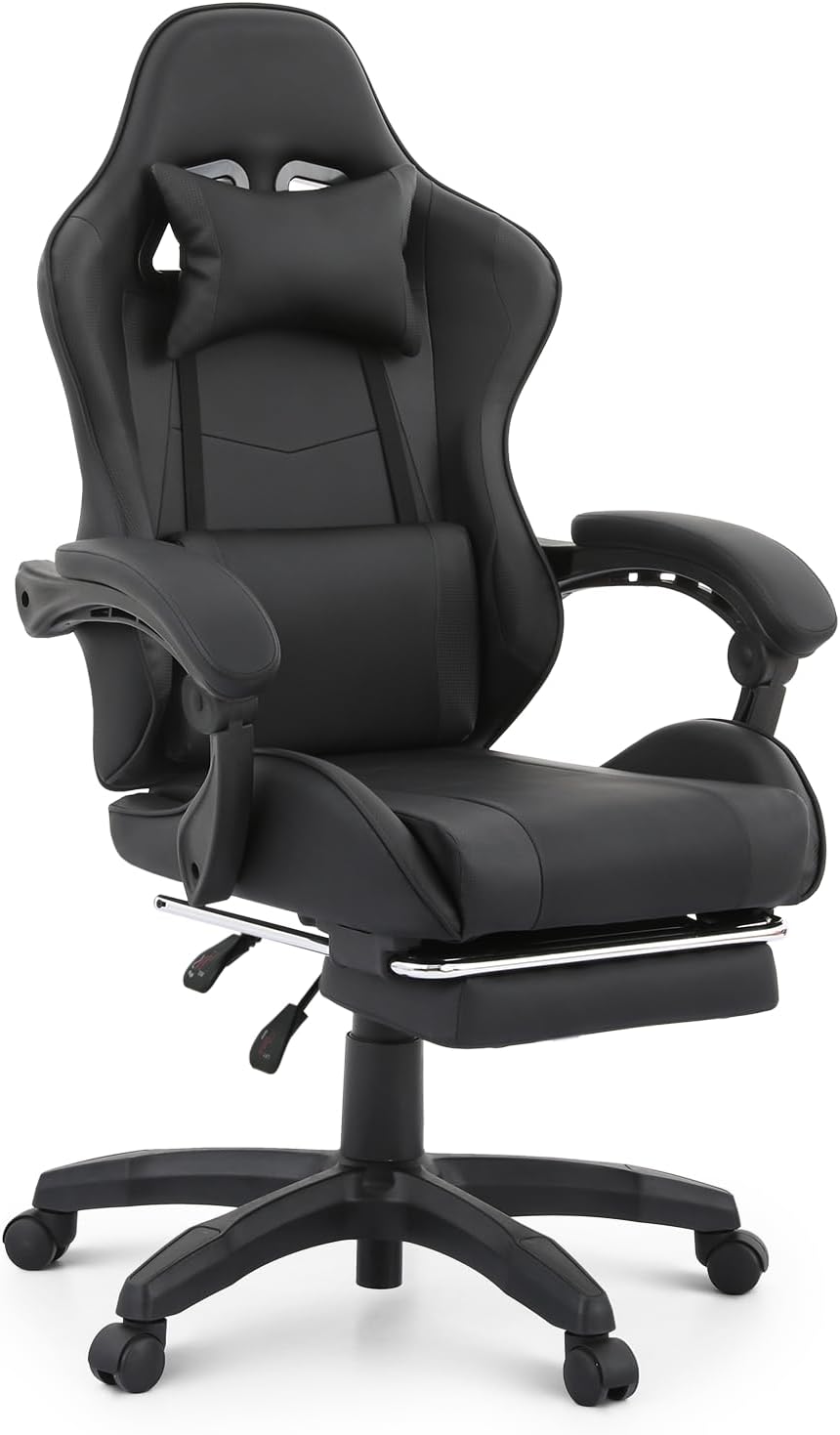 Silla Gamer MoNiBloom Ergonomica con Reposapiés y Soporte Lumbar