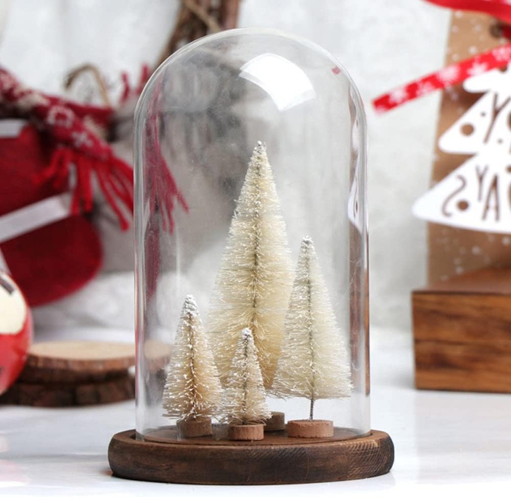 8 Pcs Árboles Navideños Artificiales con Base de Madera