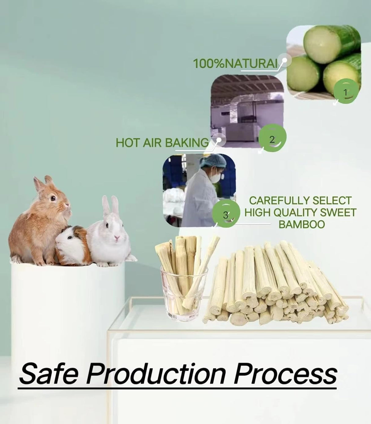 Snacks de Bambú 300g para Conejos y Roedores - Molar Treats