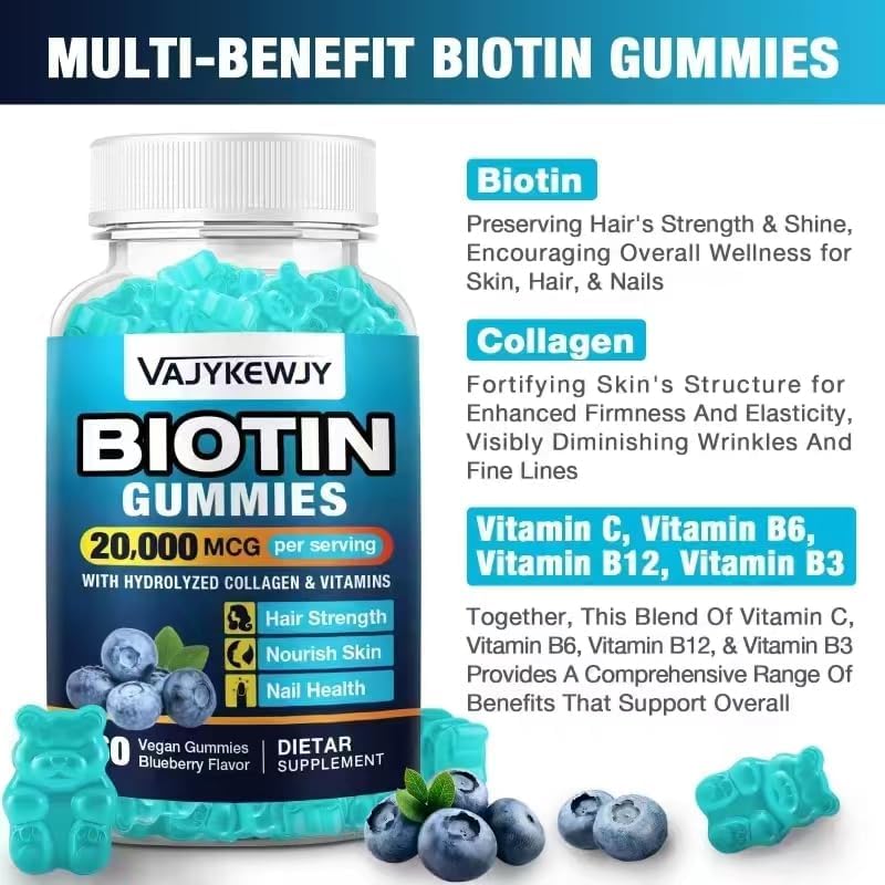 Gomitas Veganas de Biotina - 20,000 mcg - 60 Unidades