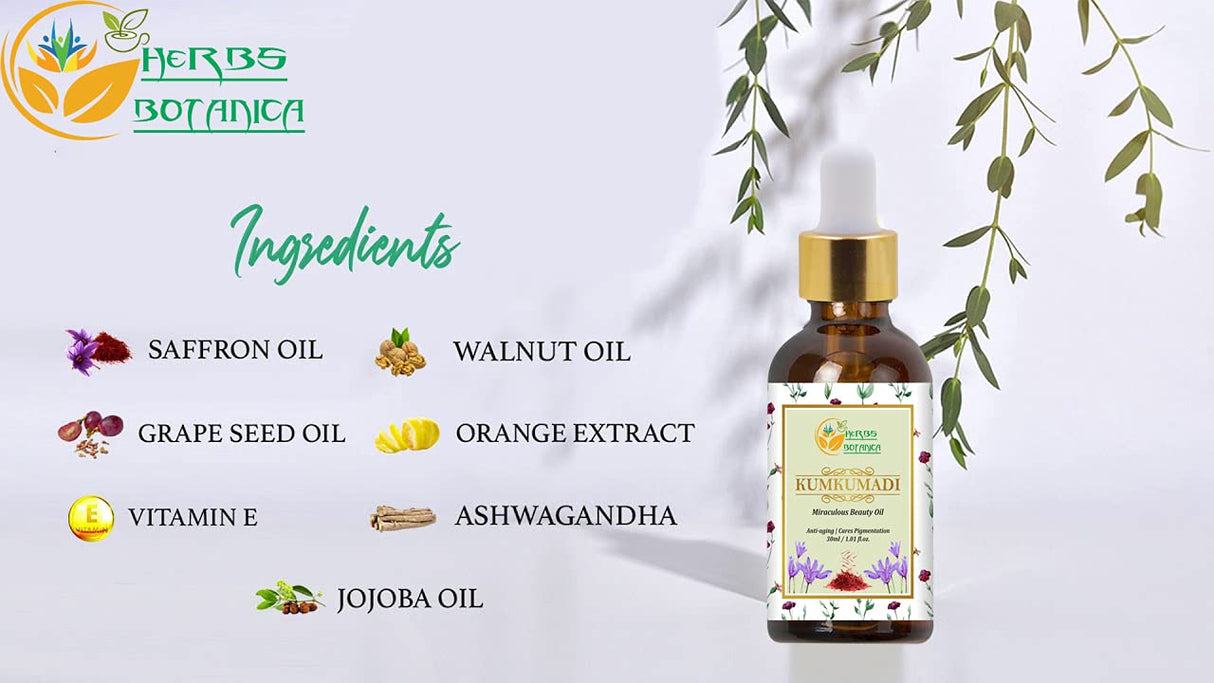 Aceite Facial Ayurveda Kumkumadi con Azafrán y 26 Hierbas