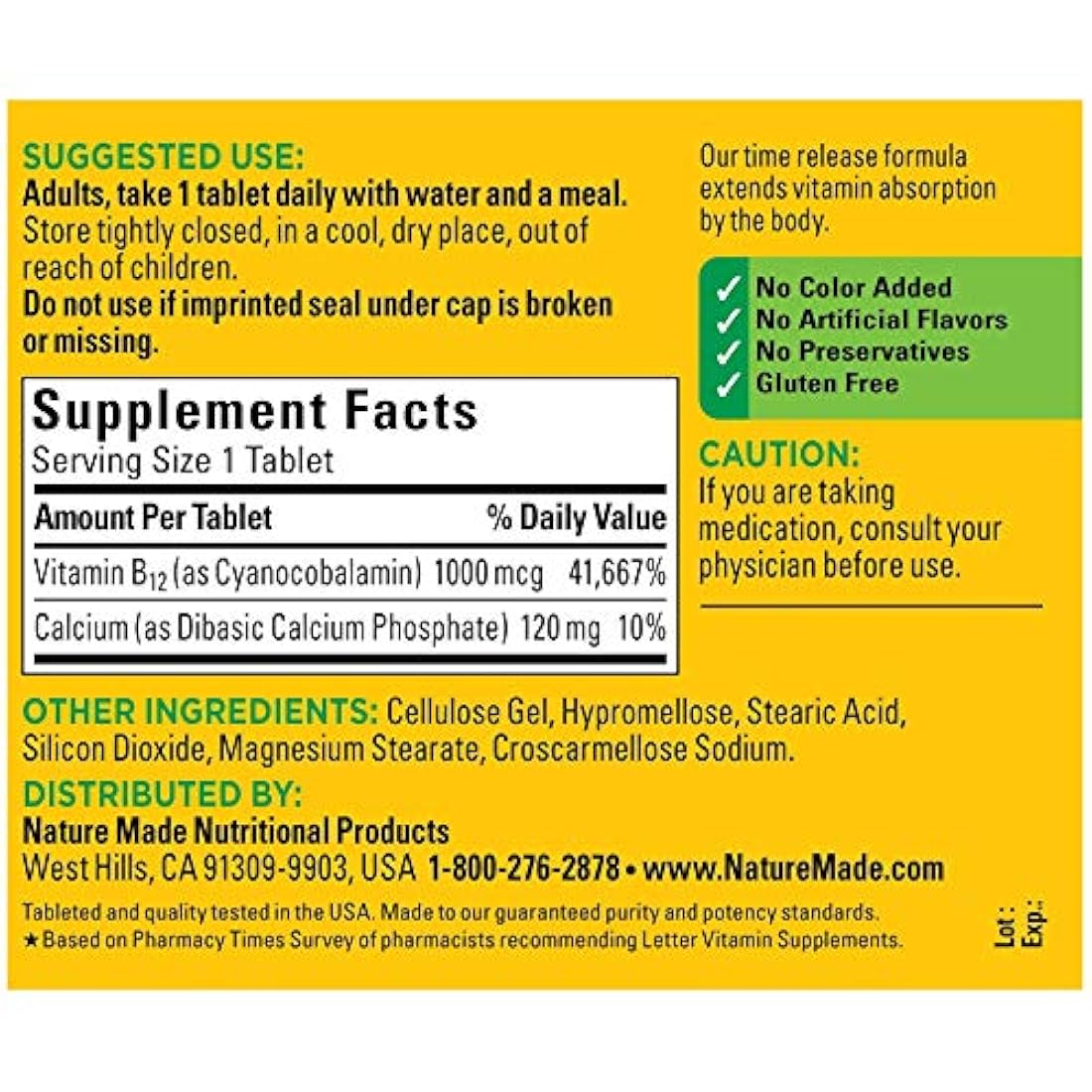 Comprimidos de vitamina B12 de liberación controlada