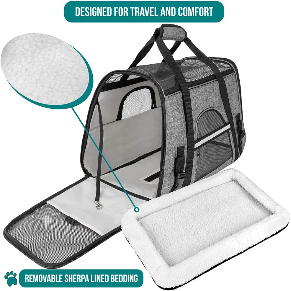 Transportadora Aprobada para Mascotas PetAmi, Suave y Ventilada