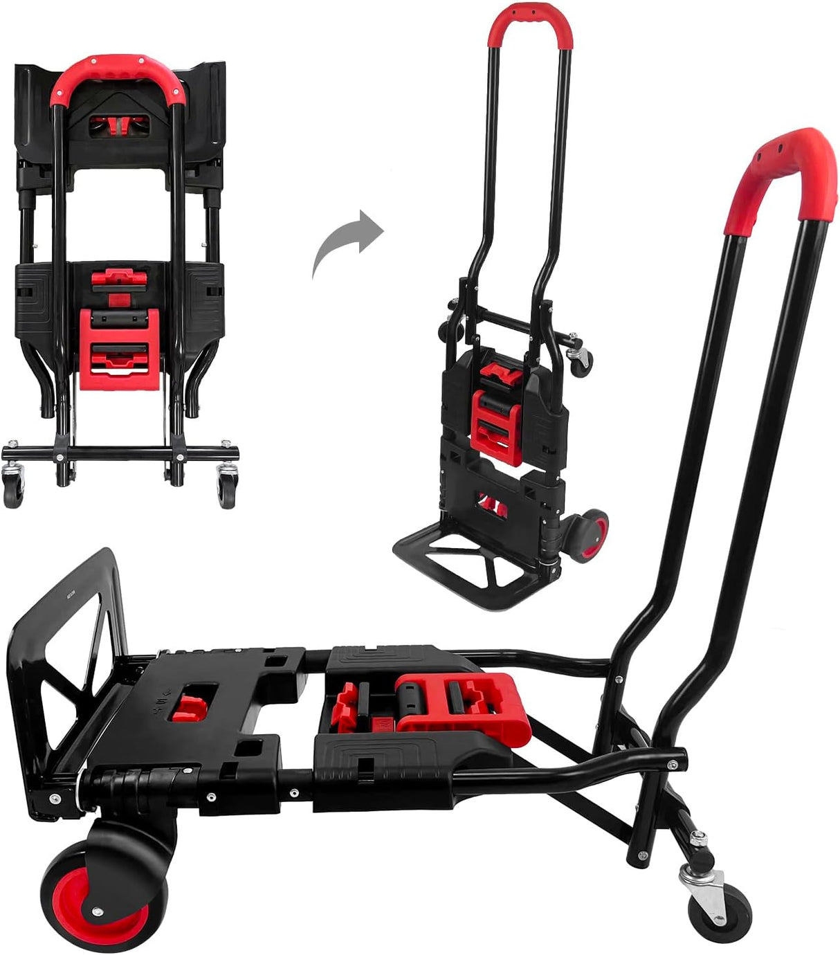 Carretilla Plegable, Marca XYZ, Ruedas de Goma, 264lbs Capacidad