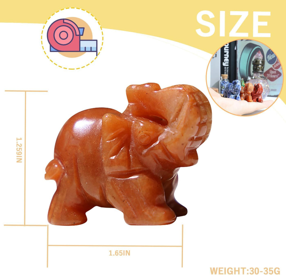 QINJIEJIE Cristales de aventurina roja decoración de elefant