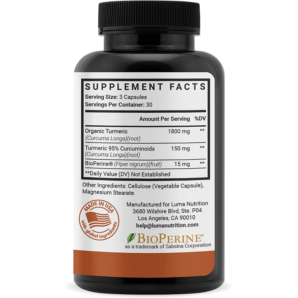 Suplemento Curcumina con pimienta negra 1950mg por porción