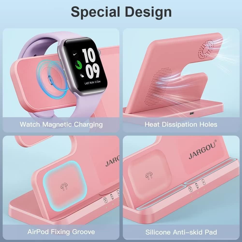 Estación de carga inalámbrica 3 en 1 rosado