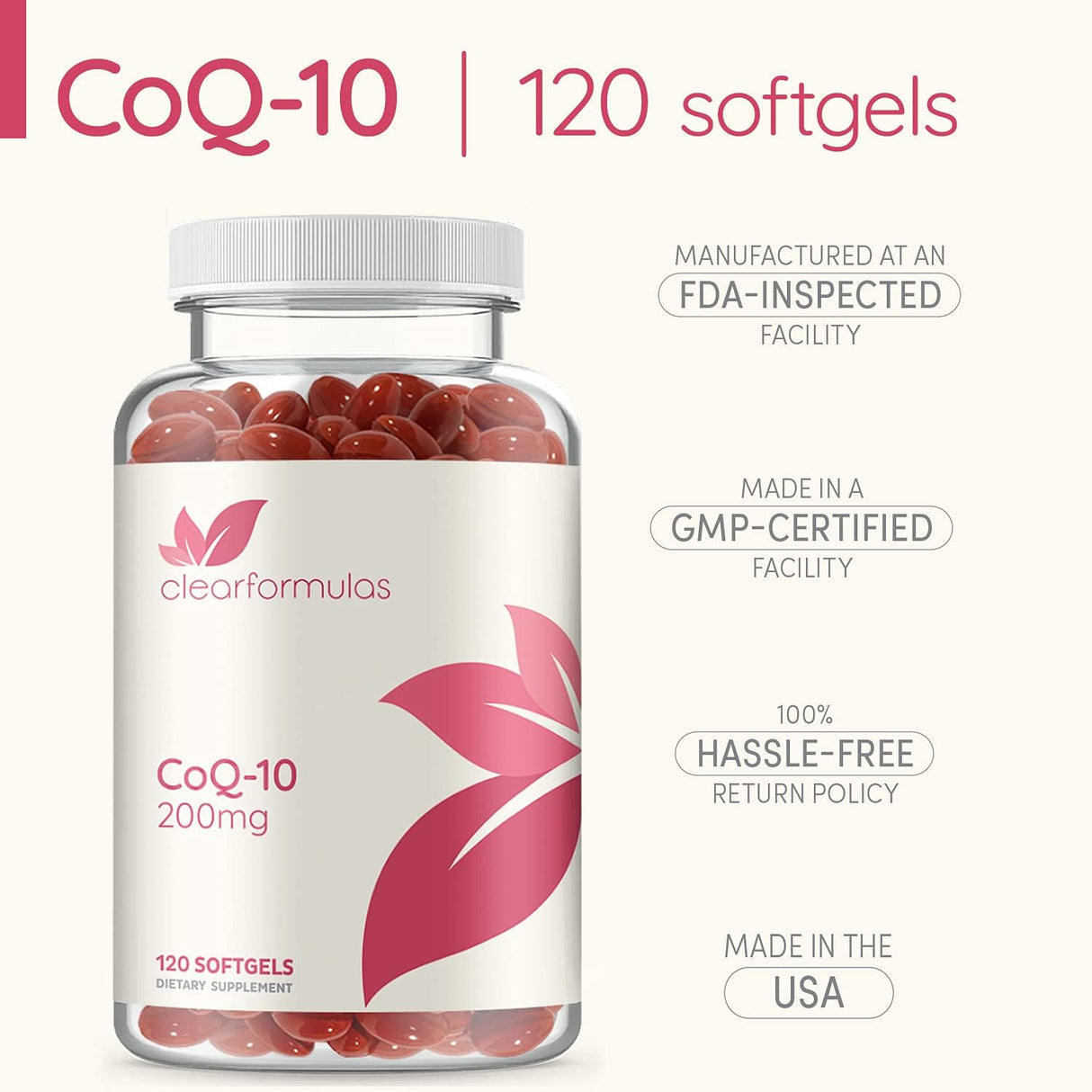 CoQ10 Puro 200mg 120 Cápsulas Blandas de Absorción Rápida