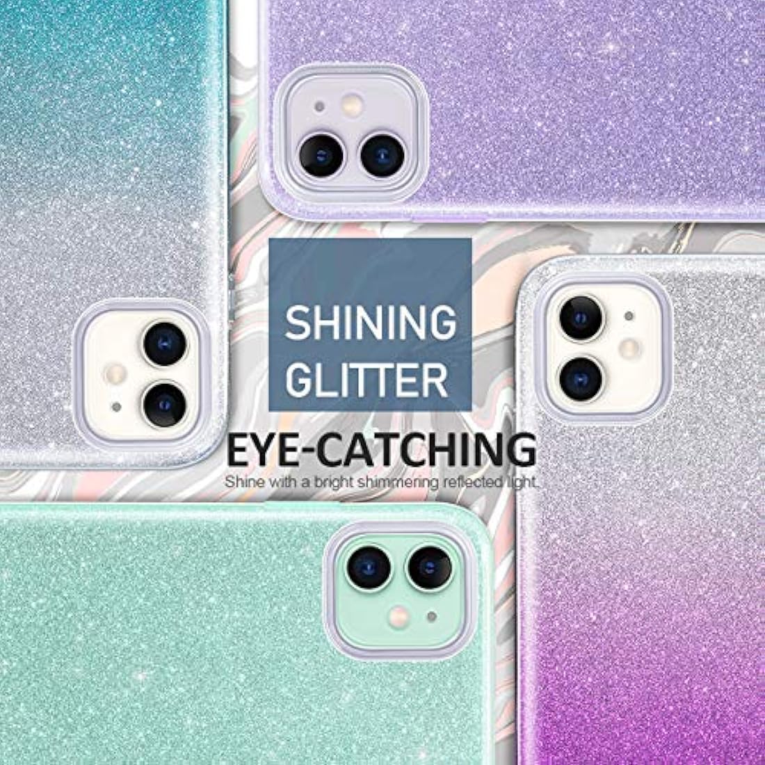 MATEPROX - Carcasa para iPhone 2019, diseño de brillantes