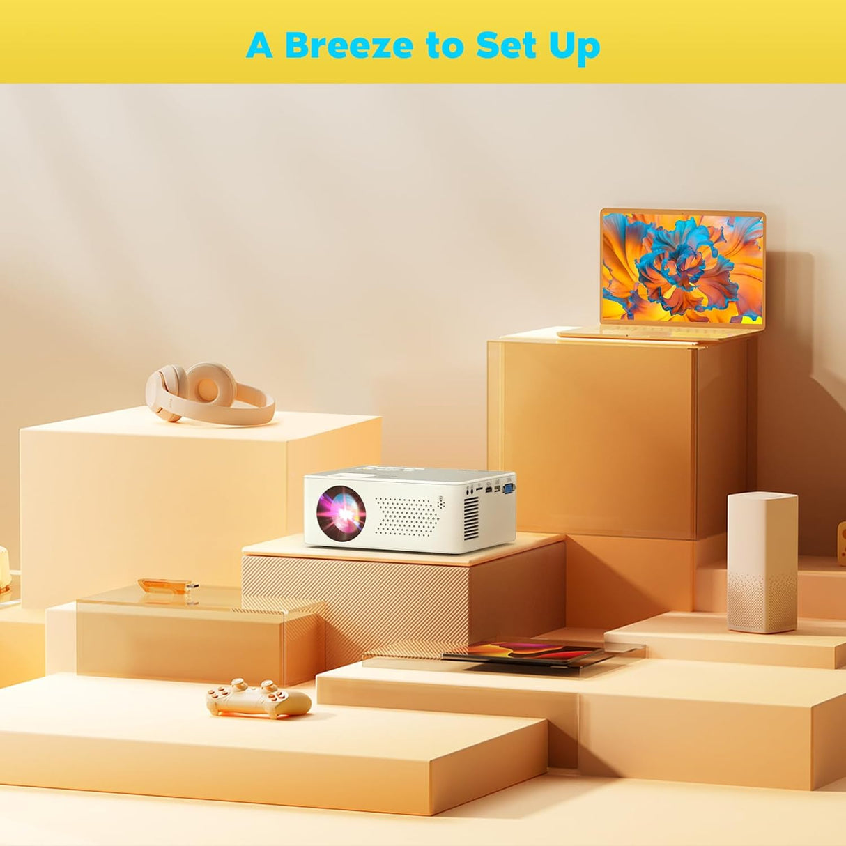 Proyector Bluetooth Mini, Full HD 1080P, Portátil y Compacto