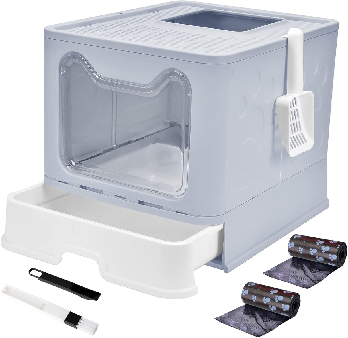 Caja de arena plegable para gatos con tapa Panghuhu88