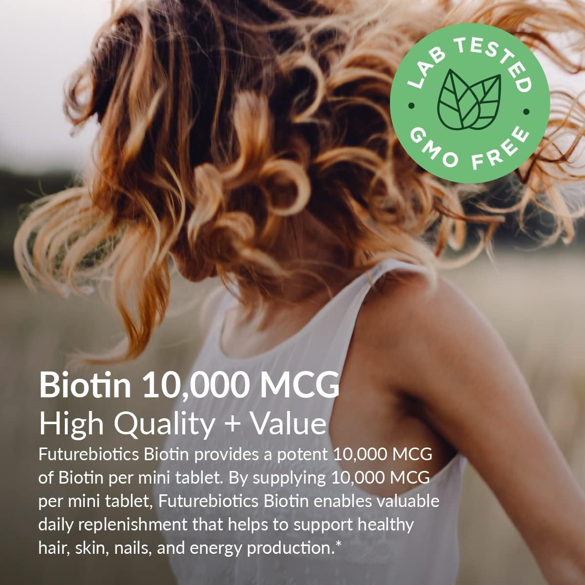 Biotina 10,000 MCG comprimidos alta potencia para cabello, piel y uñas