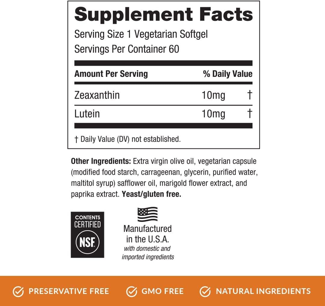 Suplemento Zeaxantina + Vitamina del ojo de luteína macular