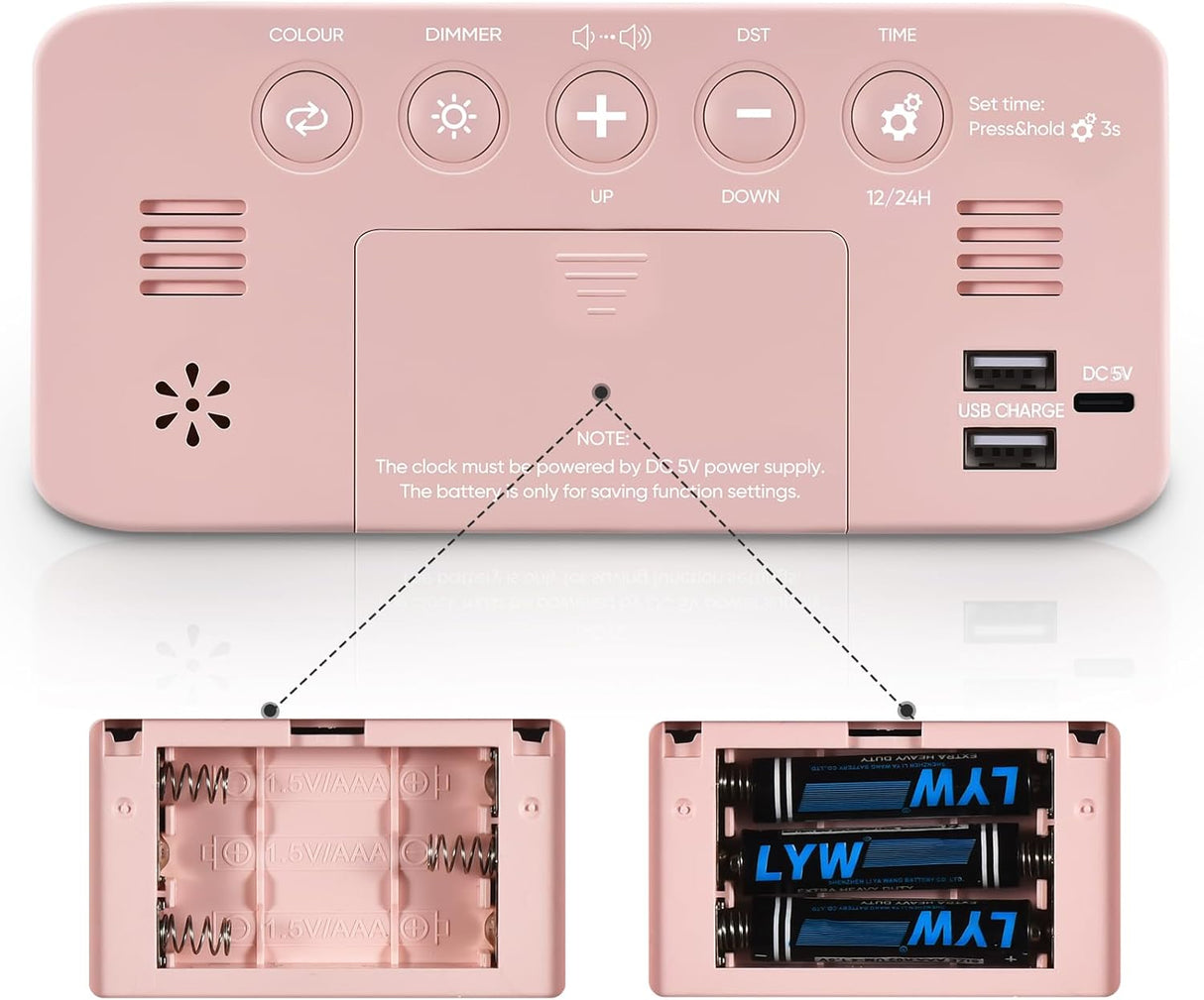 Reloj Despertador Digital con Luz Nocturna y Cargador USB