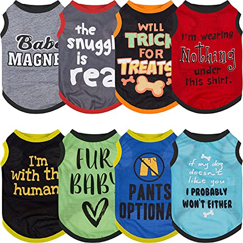 8 camisas para perros con estampado de mascotas con letras divertidas camisetas de verano para mascotas, camisas frescas para cachorros, trajes transpirables para perros, sudadera suave para mascotas, perros y gatos