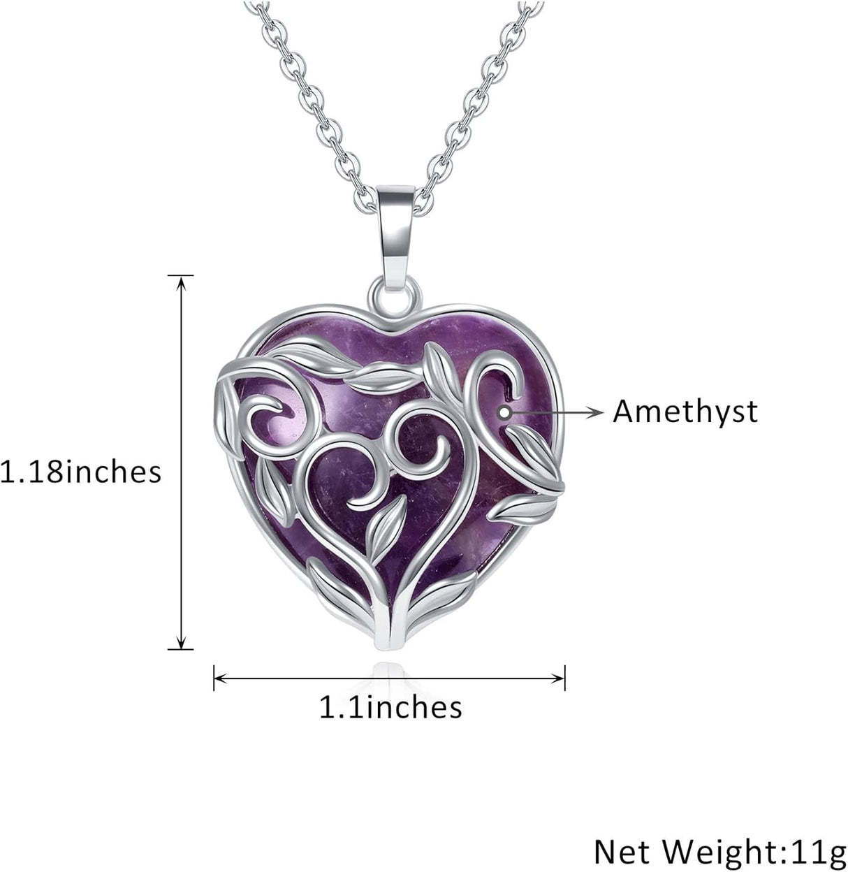 Jovivi Collar de cristal curativo de cuarzo rosa de amatista