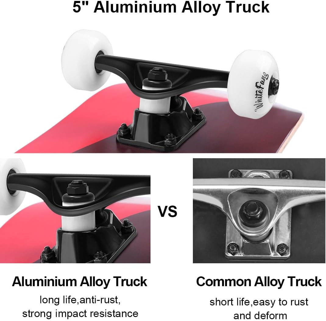 Skateboard Completo 31 x 7.88, 7 Capas de Arce, Doble Kick