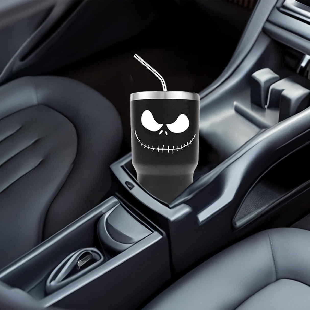 Taza de Acero Inoxidable Jack Skellington 30 oz con Asa y Popote