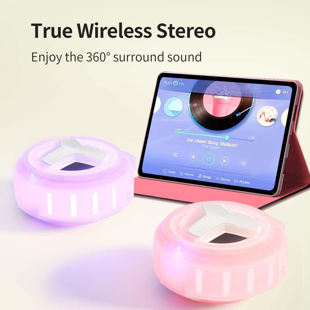Altavoz Bluetooth de ducha impermeable IP67 con luz LED