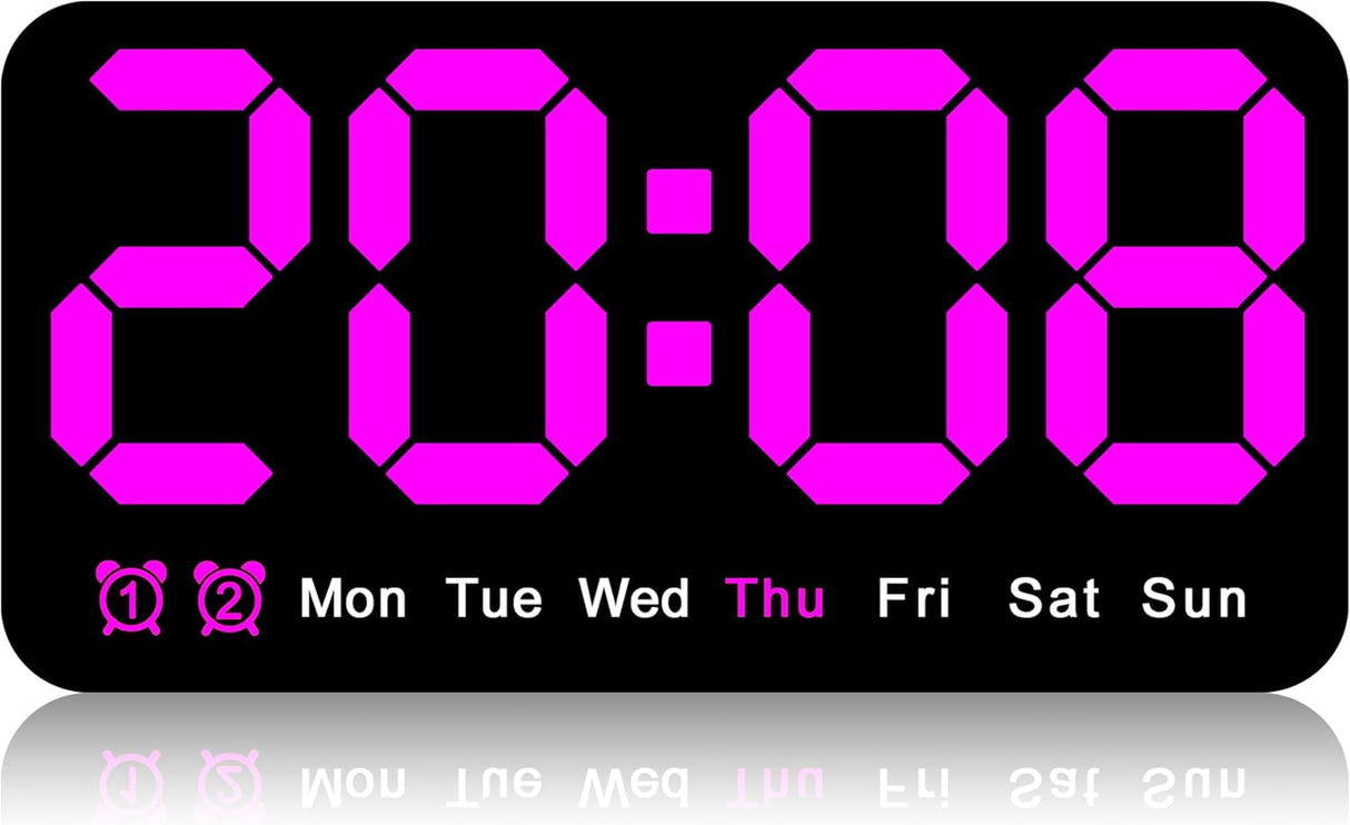 Reloj Digital Grande, Alarma Doble, 3 Niveles de Brillo