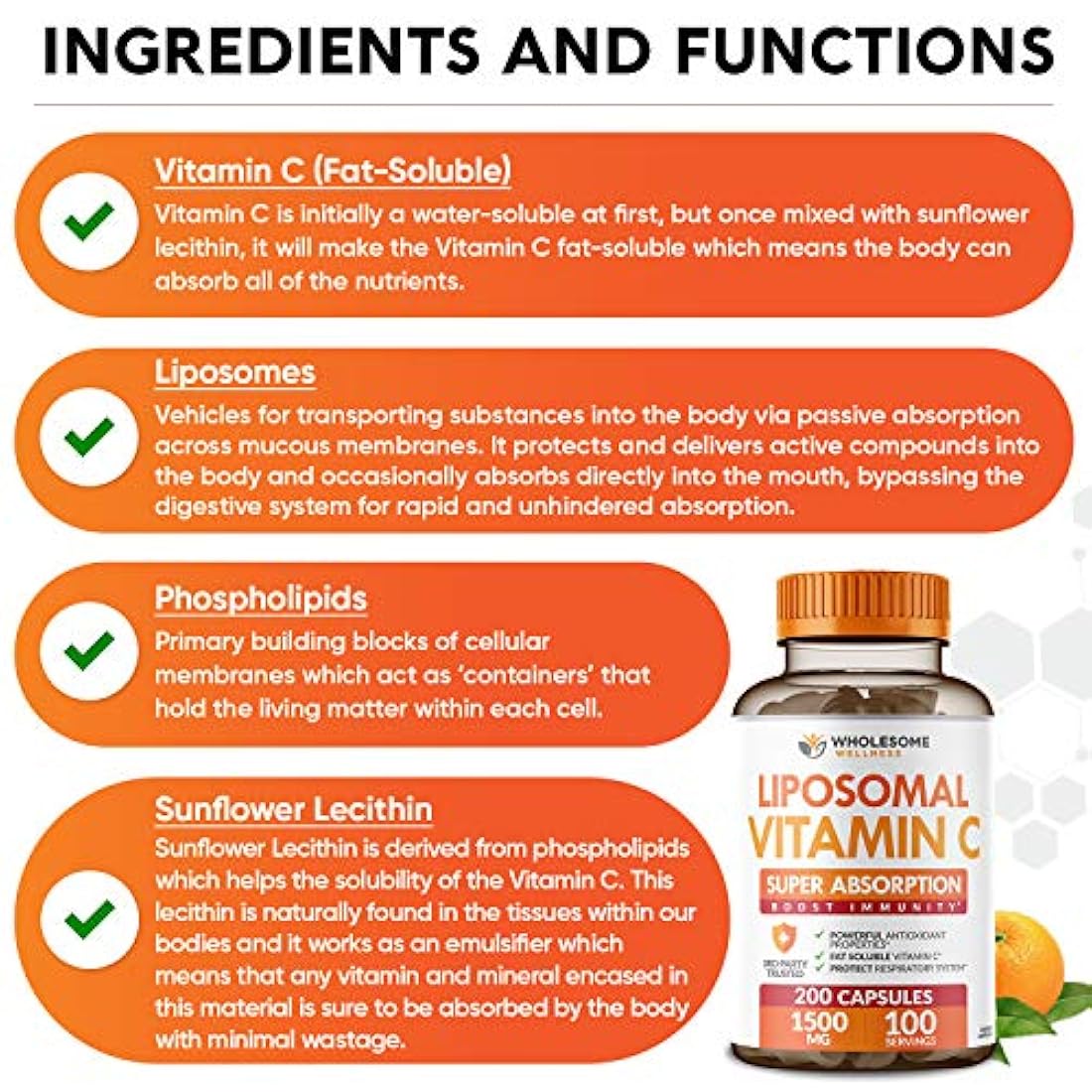 Liposomal Vitamina C Cápsulas (200 pastillas 1500 mg)