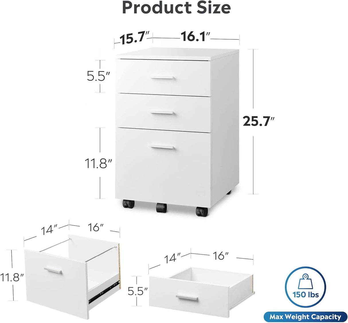 Gabinete de Archivos Móvil DEVAISE, 3 Cajones, A4/Letter