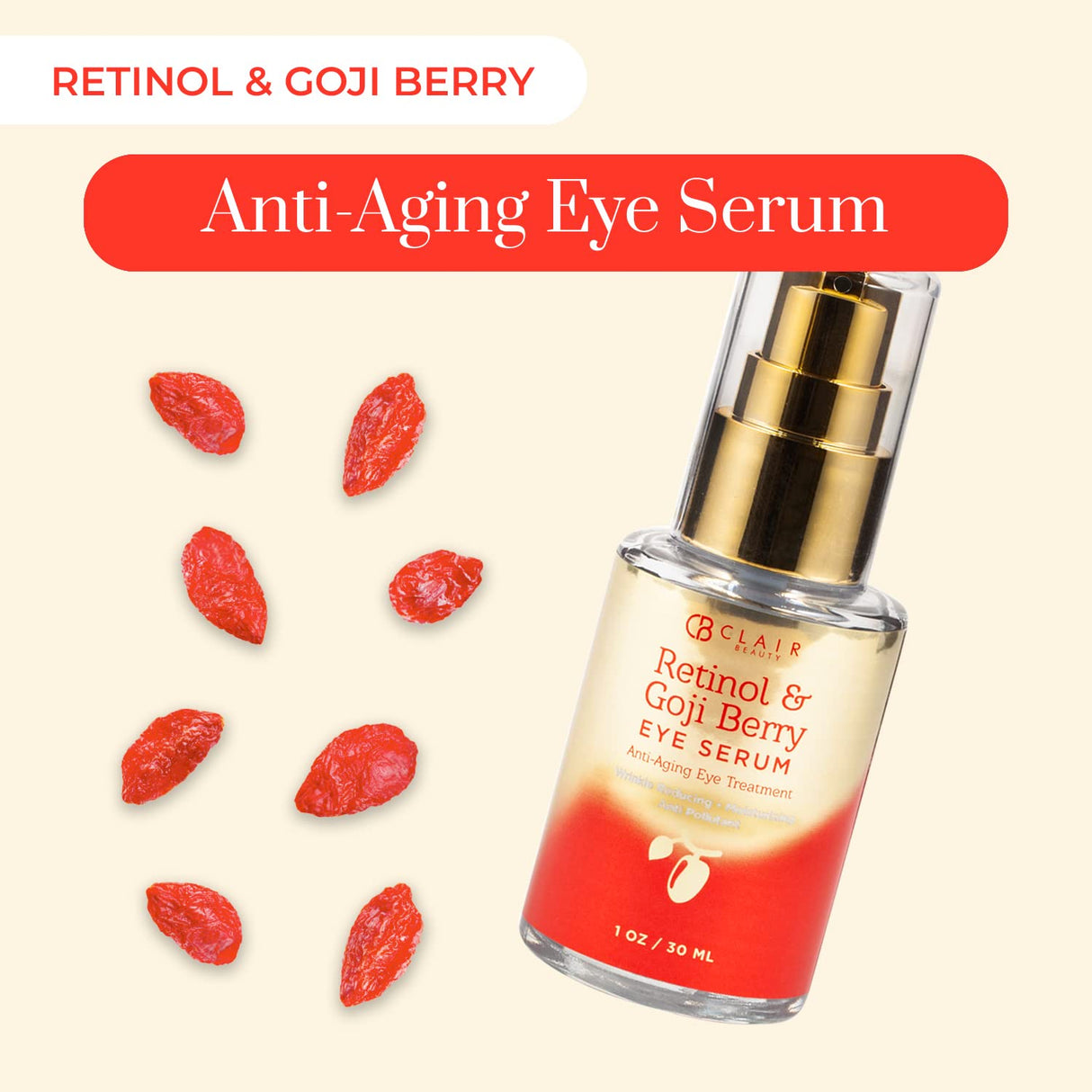 Suero Ojos Retinol y Goji: Reduce Líneas Finas y Ojeras