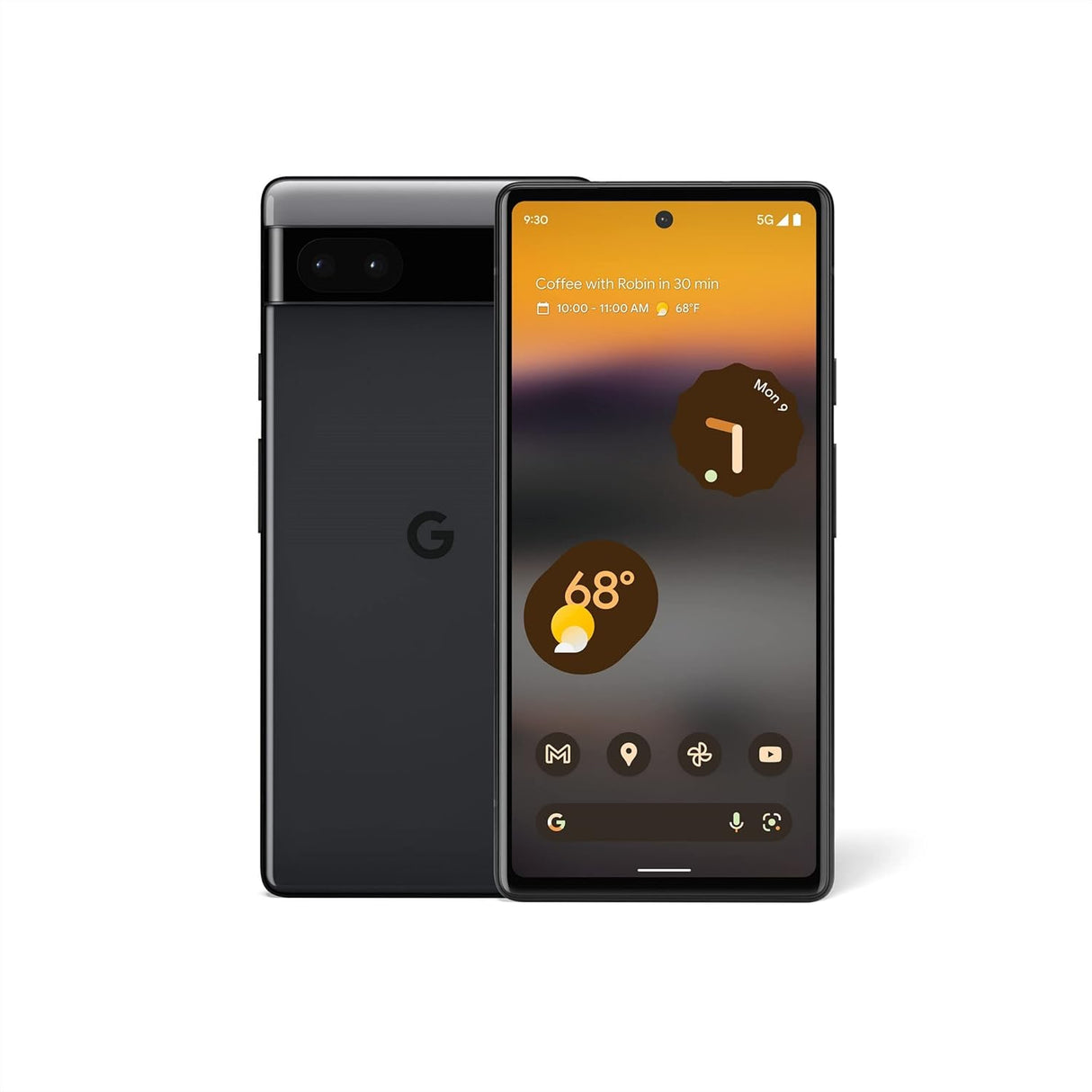 Google Pixel 6a - Teléfono Android 5G - Teléfono inteligente desbloqueado con cámara de 12 megapíxeles y batería de 24 horas, color carbón