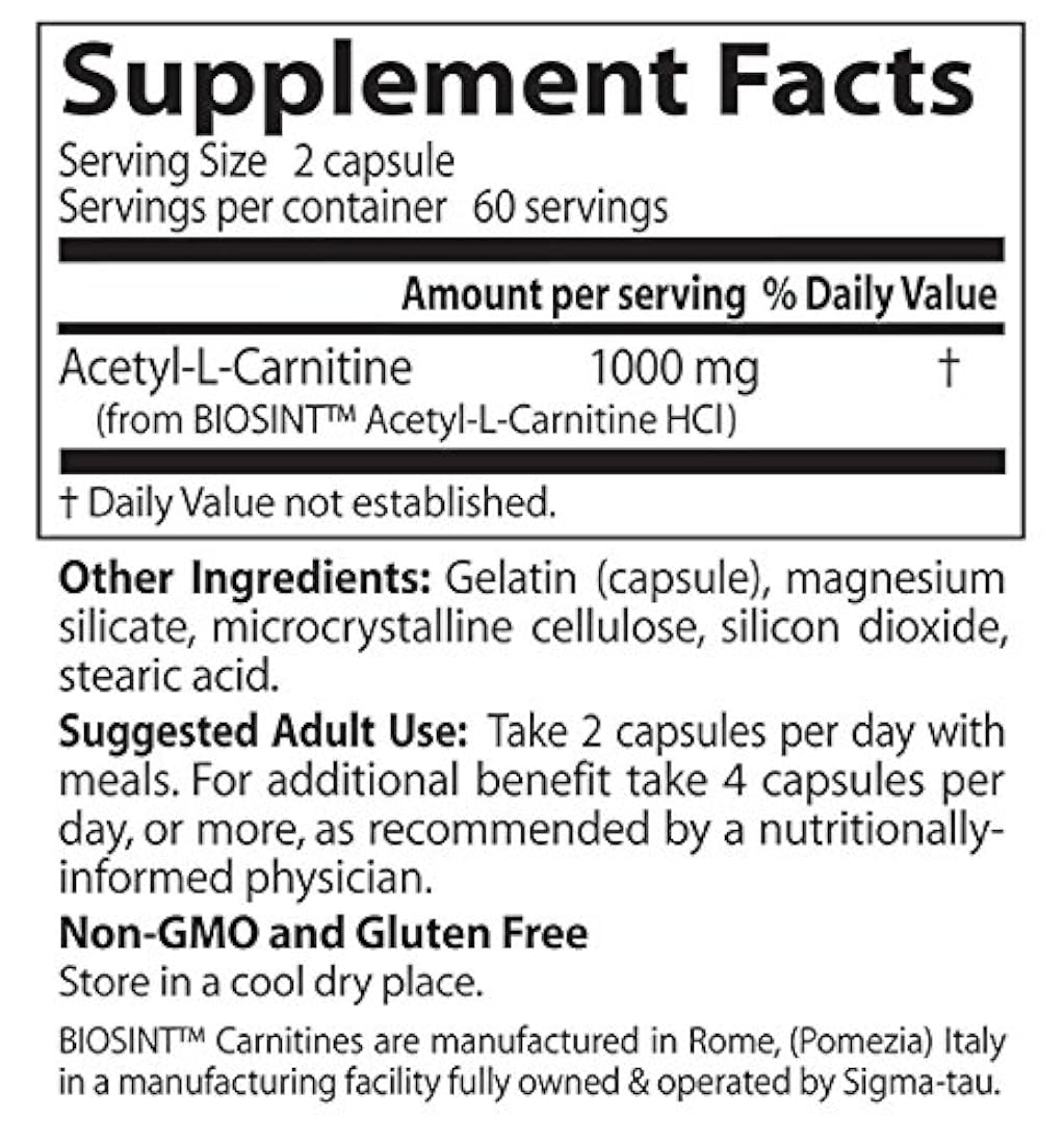 Acetil L-carnitina con Sigma Tau Carnitina,cápsulas de 0,02