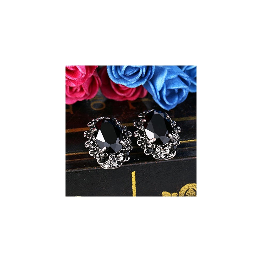 Aretes de clip ovalados estilo victoriano con diseño