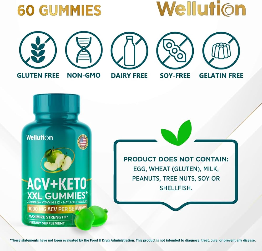 WELLUTION Keto ACV Gummies Vinagre de sidra de manzana