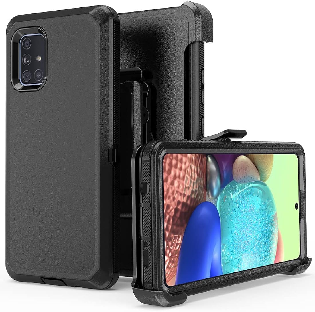 TASHHAR Funda de teléfono para Samsung Galaxy A71 5G, resistente a prueba de golpes, funda protectora con clip para cinturón para Samsung A71 5G de 6.7 pulgadas (negro)