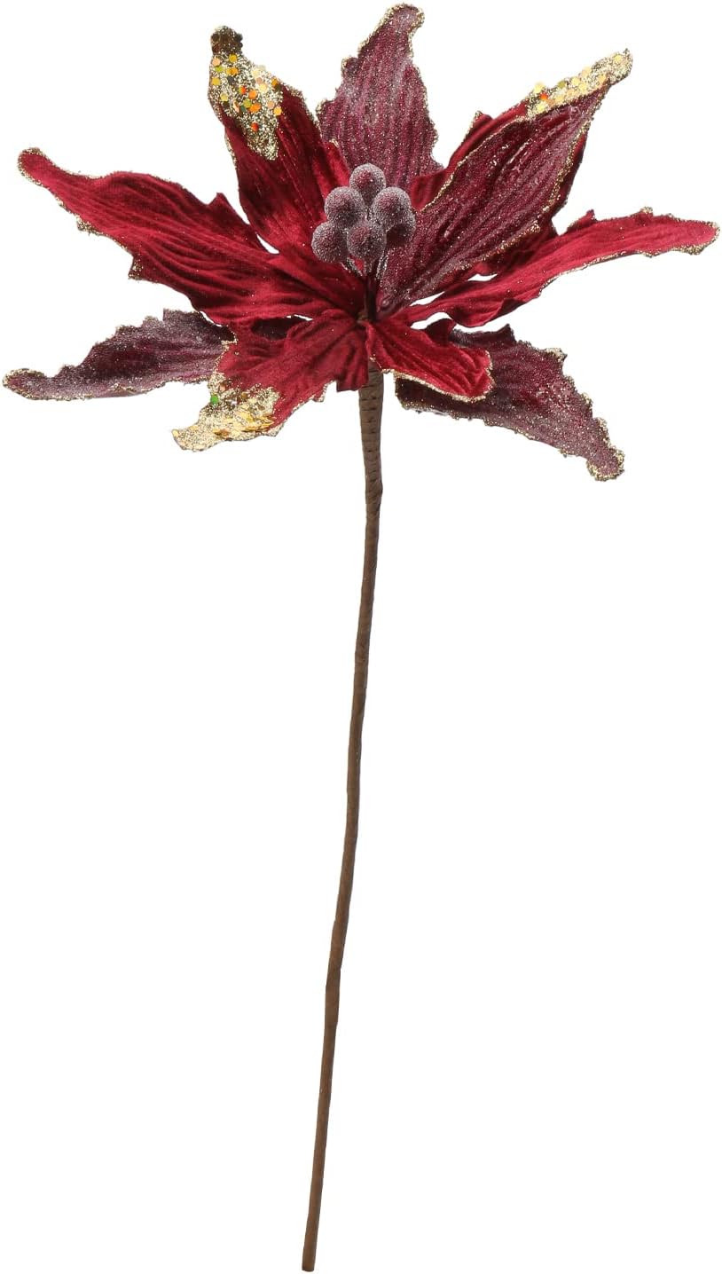 Flores Poinsettia Artificiales para Árbol de Navidad, Set de 4