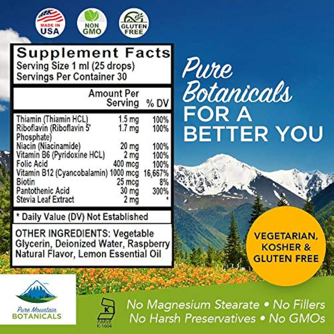 Complejo Vitamina B Líquido Sabor de frambuesa