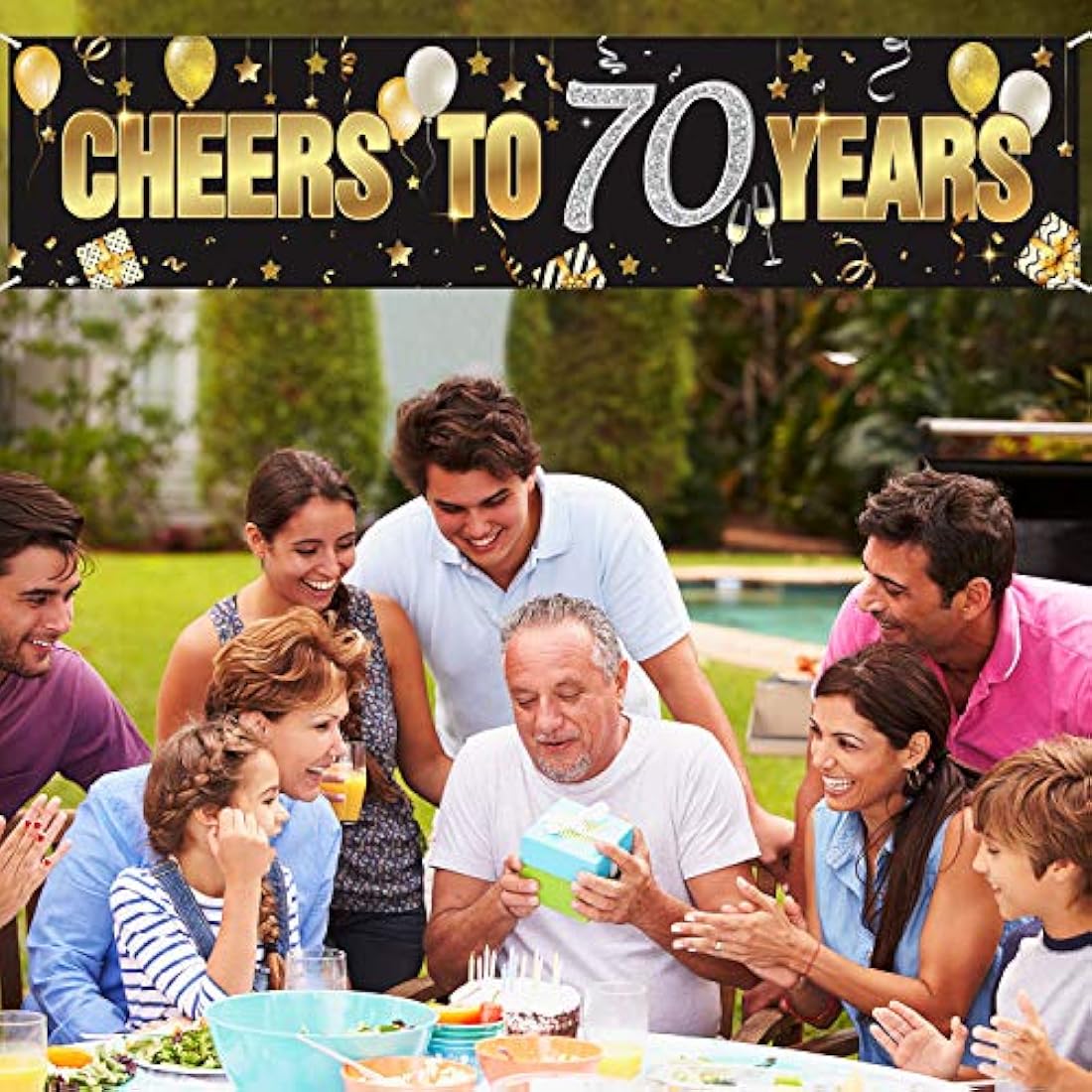 Banner de 70 cumpleaños, Happy 70th Birthday Cheers