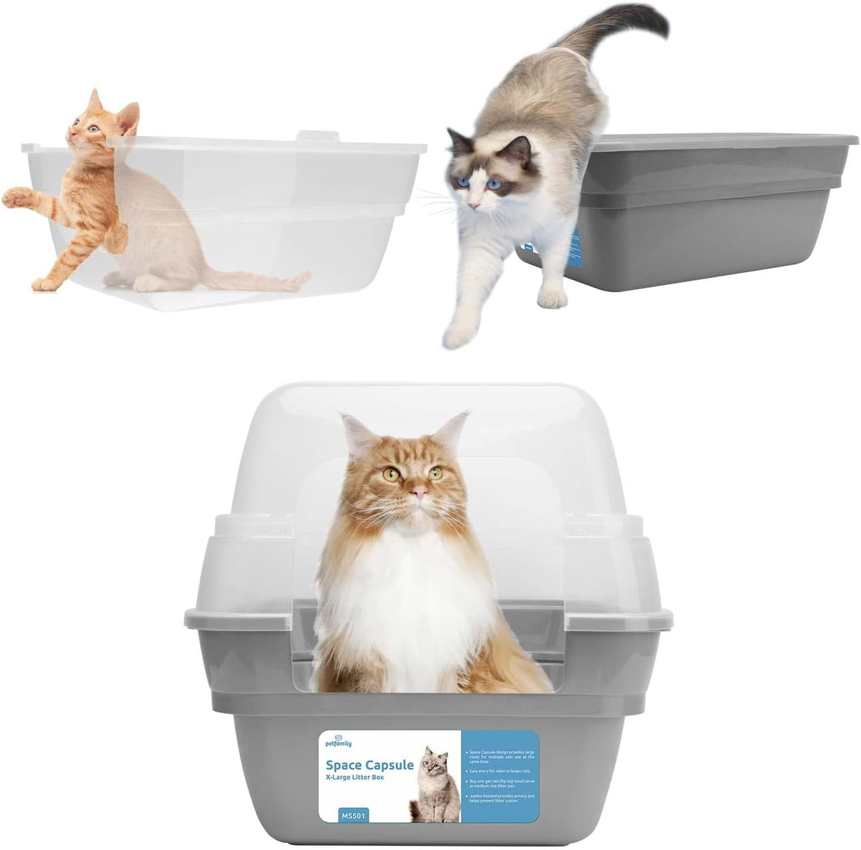 Caja de arena para gatos grande plegable Petfamily