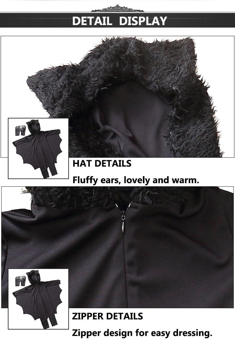 Disfraz de Murciélago COOLJOY para Niños, Jumpsuit Halloween